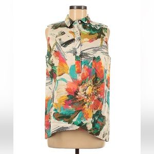 Lafayette 148 Cotton Stretch Floral Top M